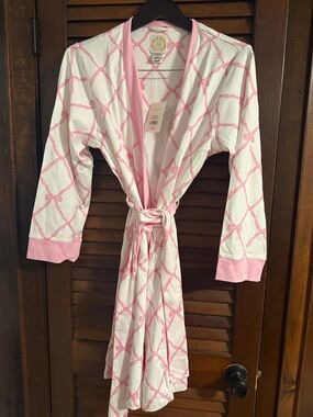 Lightweight Pink & White Knot-Print Tie-Waist Robe